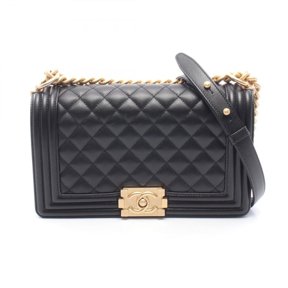 Chanel Boy Shoulder Bag Caviar Leather Grained Calfskin Black